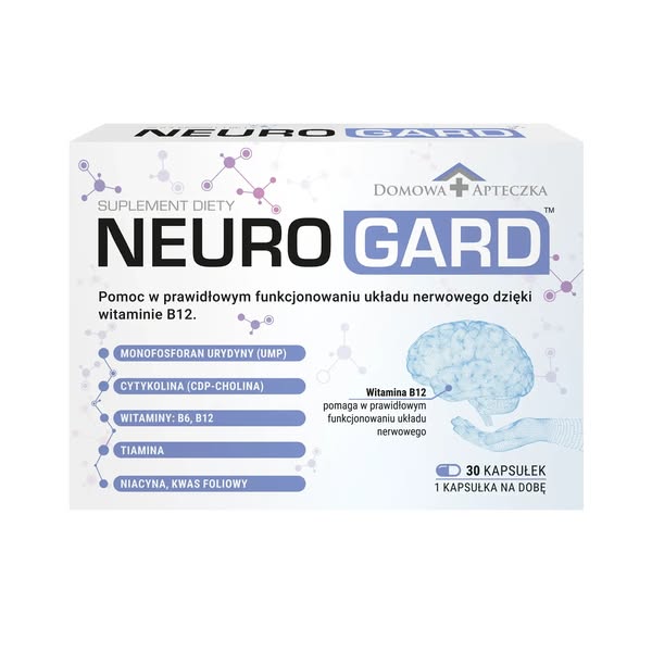 Domowa Apteczka Neuro Gard - suplement na układ nerwowy i koncentrację, cytykolina 100 mg, monofosforan urydyny 70 mg, witaminy z grupy B, 3