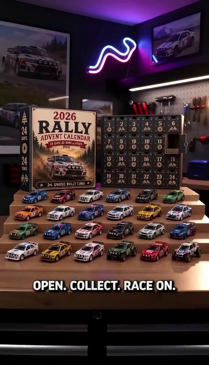 Rallye-Adventskalender 2026 – 24 Tage voller Tempo & Action, 24 Rallyeautos zum Sammeln