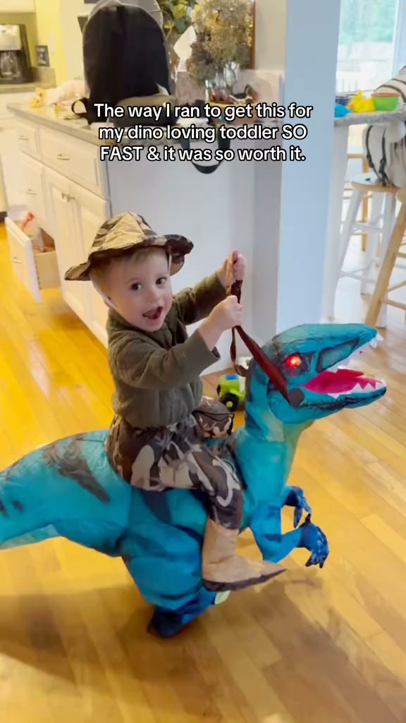 DEASIA Inflatable T‑Rex Costume | Glowing Red Eyes Adult Halloween Blow‑Up Suit