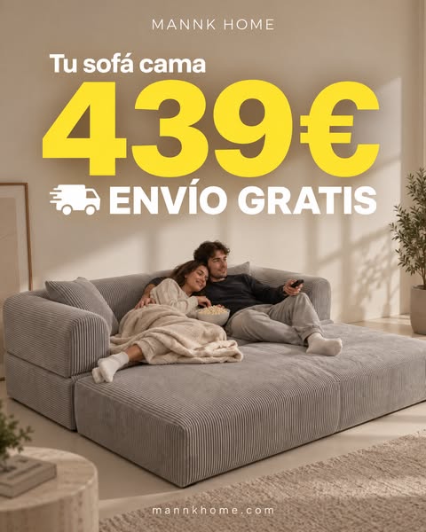 Sofá por 439 € + envío GRATIS