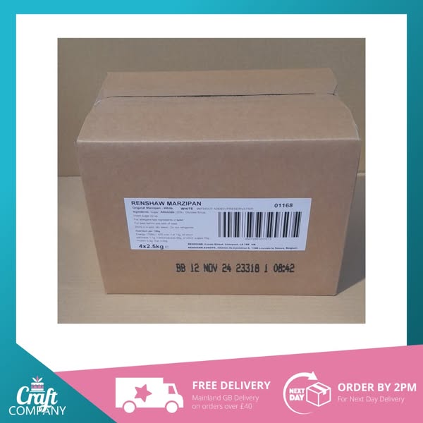 Renshaw - Marzipan - White - No Preservative - 4 x 2.5kg, Baking and Cake Decorating | Craft Company