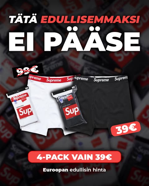 Tätä edullisemmaksi ei pääse: 4-pack 39 €