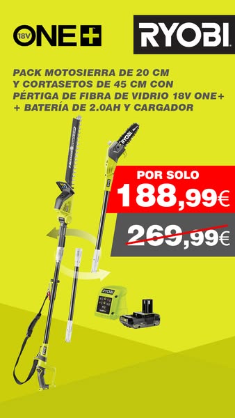 Pack de Motosierra y Cortasetos de Pértiga + Batería + Cargador