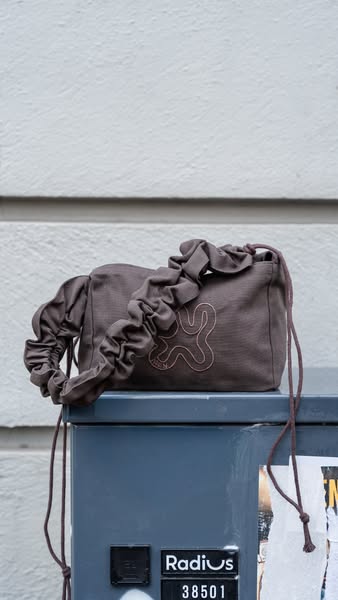 Brown Mini Ruffle Shopper