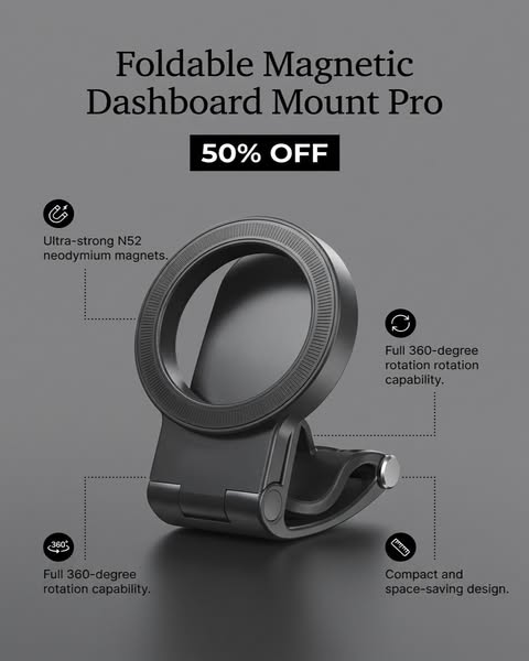 Dashboard Foldable Magnetic Car Mount