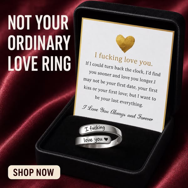 I Fcking Love You Ring for Women, Open Adjustable Stainless Steel Engraved Heart Spiral Wrap Twist Vintage Promise Rings Inspirational Jewel