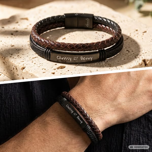Für Herren: Leder Gravur-Armband Nr. 2