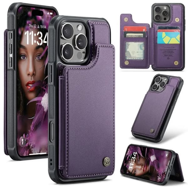 Magnetic Leather Wallet Case