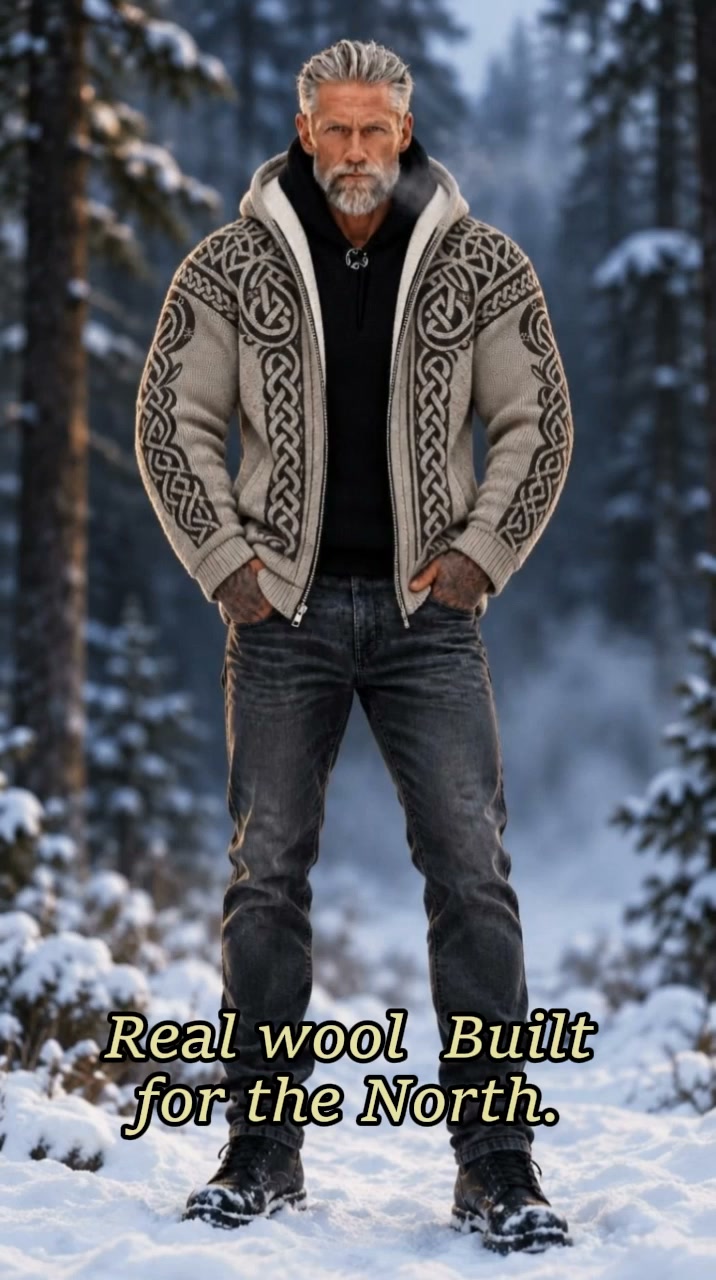 Vintage Nordic Knit Hooded Jacket | Fall & Winter Essential