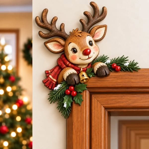 Décoration d’angle de cadre de porte de Noël Peekaboo – Personnage de Noël en 3D - Santa Claus / Left Side