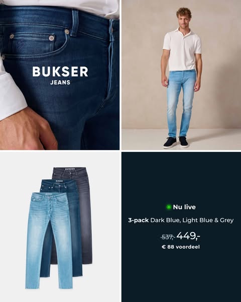 €88 voordeel op drie jeans