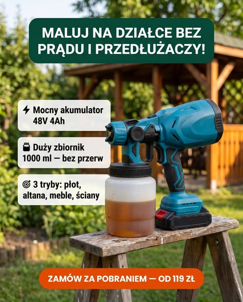 Akumulatorowy Pistolet do Malowania 48V (Zbiornik 1L) [-33%]