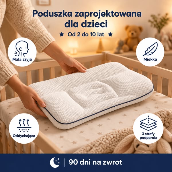 Poduszka zaprojektowana dla dzieci od 2 do 10 lat · 90 nocy na test