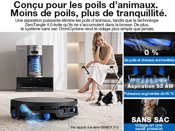 DEEBOT X12S OmniCyclone : La puissance sans sac, l'innovation sans limite.
