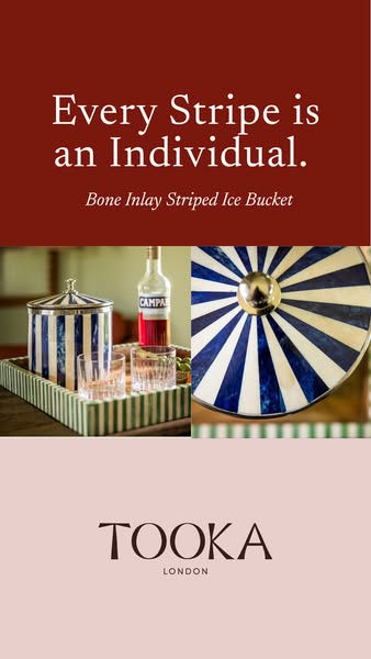 Blue/White Striped Bone Inlay Ice Bucket