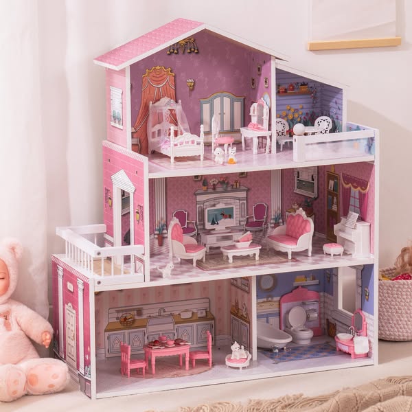 Victoria Wooden Dollhouse — 24 Pieces