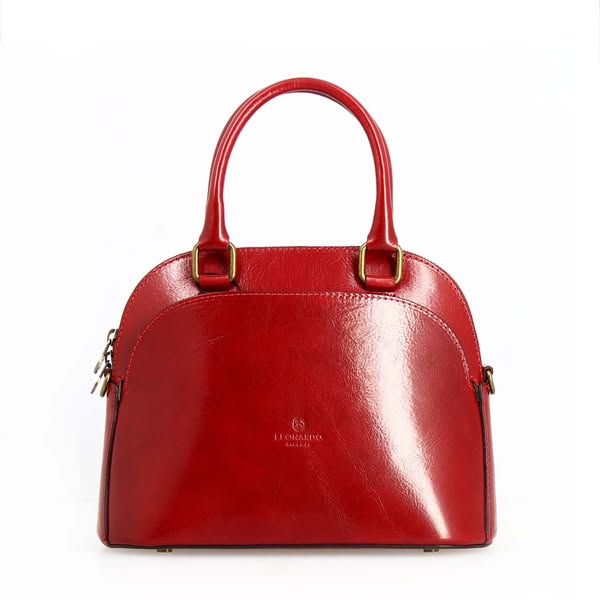 Borsa a mano Zaira da donna in pelle rossa semi lucida numero