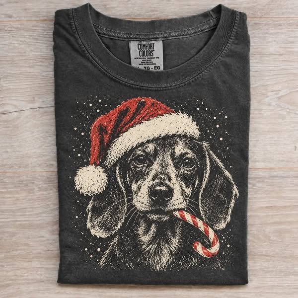 Dachshund Christmas Candy Cane T-shirt