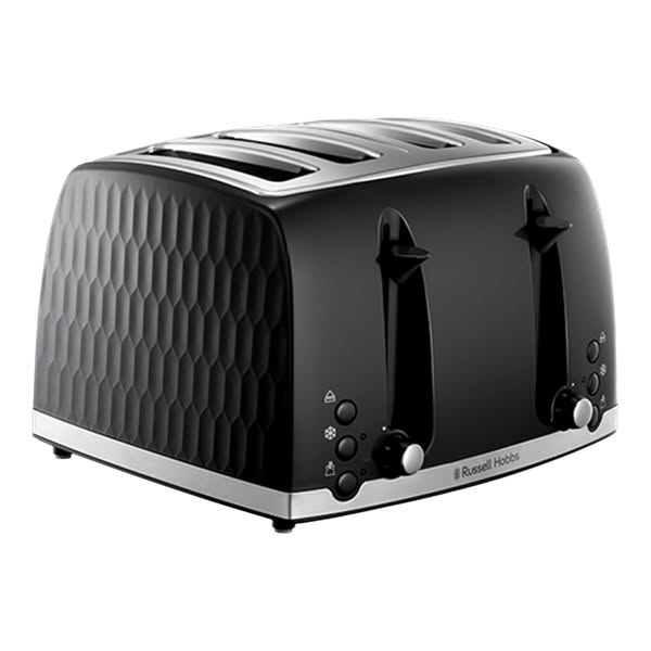 Russell Hobbs Honeycomb 4 Slice Toaster | 26071 | Black