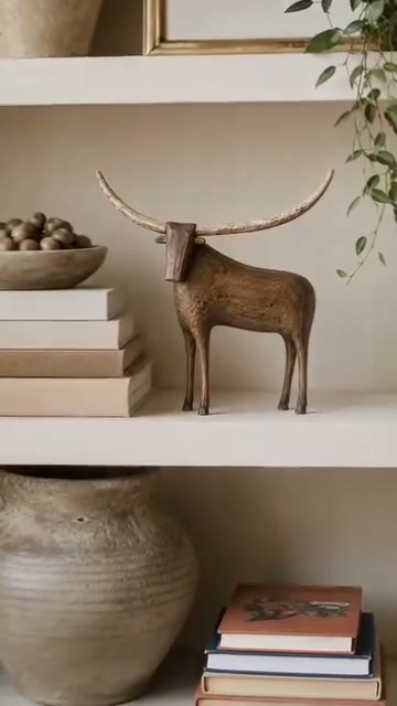 Vintage Holzstier-Skulptur | Western-Deko aus Holz