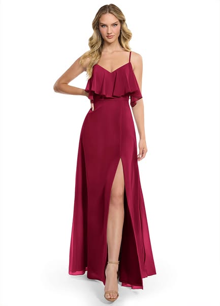 Azazie Jean Chiffon burgundy Bridesmaid Dresses