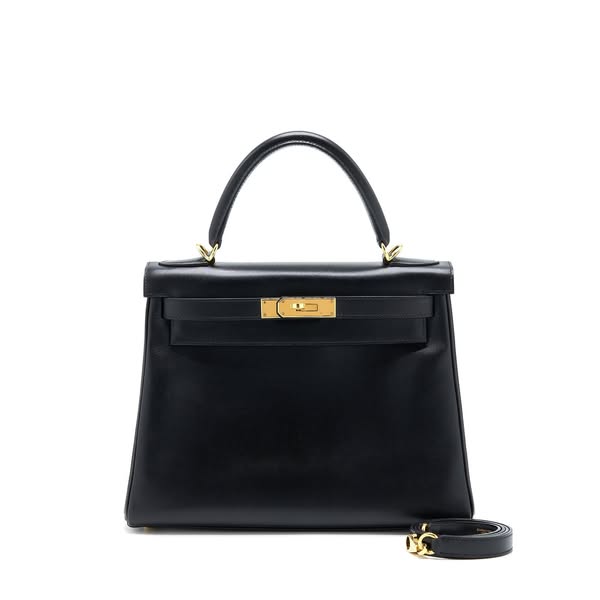 HERMES VINTAGE KELLY 28 BOX BLACK GHW