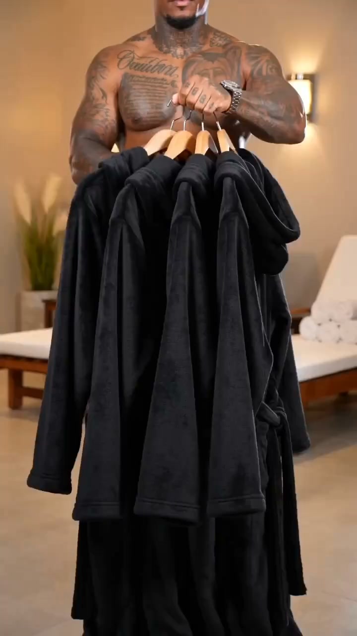 Men's Hooded Fleece Bath Robe