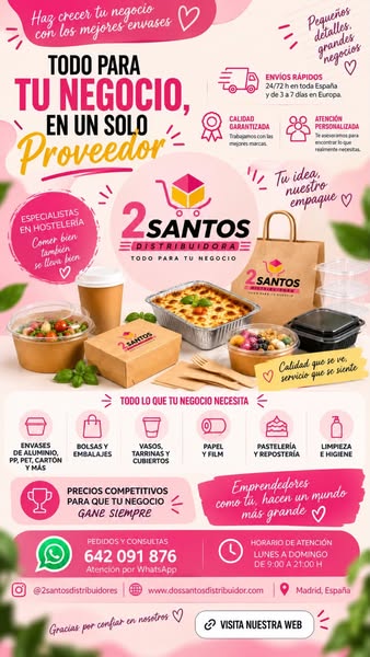 Proveedor de envases para hostelería | 2 Santos Distribuidor