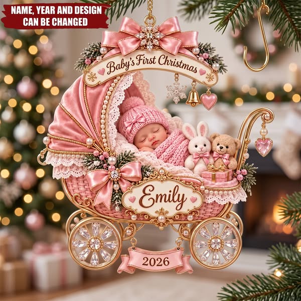 Personalized Baby’s First Christmas Ornament , Custom Name Acrylic Keepsake