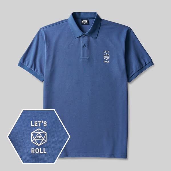 Let's Roll Emblem Geek Embroidered Polo Shirt