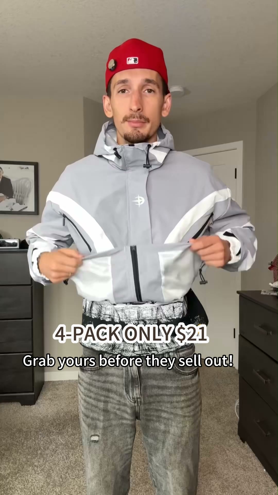 Men's Stylish Futuristic Techwear Hooded Jacket - Long Sleeve, Color Block Design