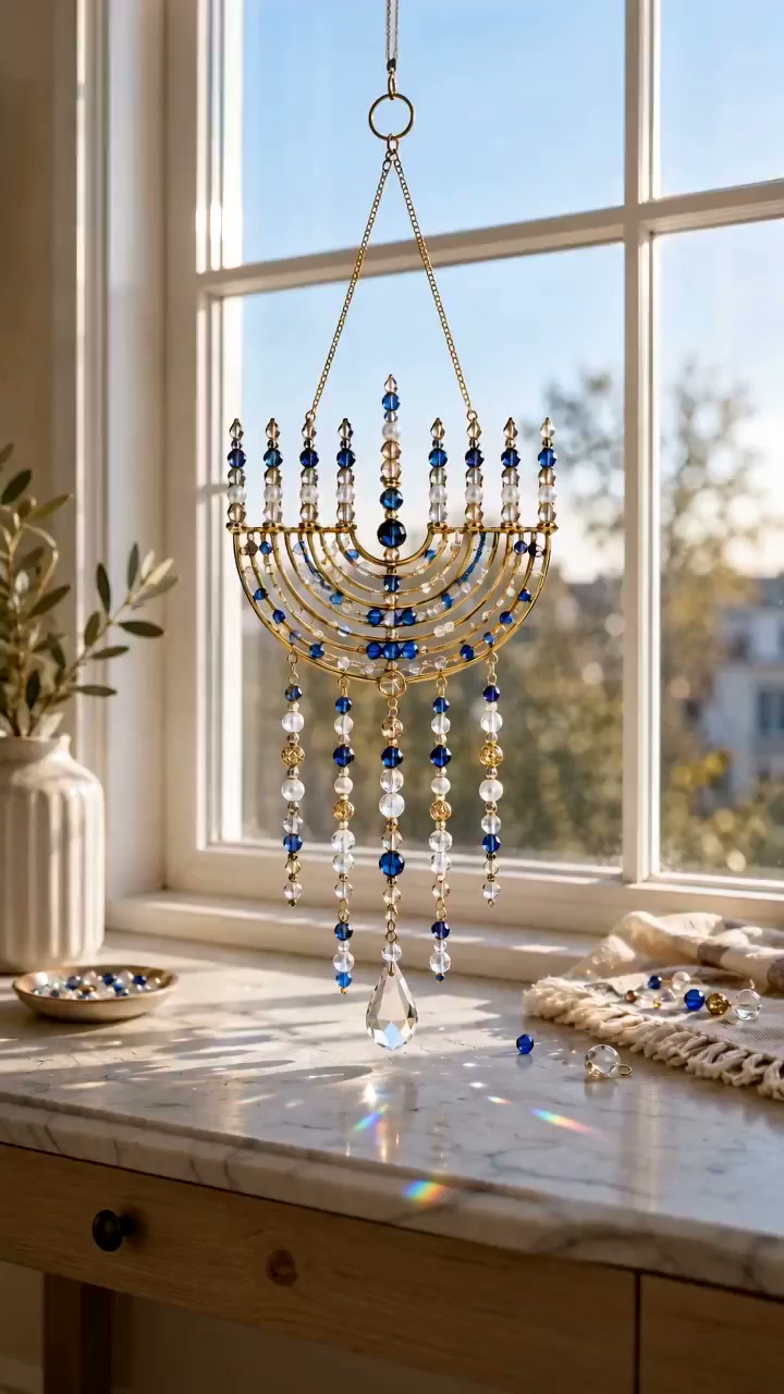 DIY Hanukkah Beaded Suncatcher Kit | Create Your Own Hanukkah Window Decoration