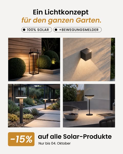 15% auf alle Solar-Leuchten