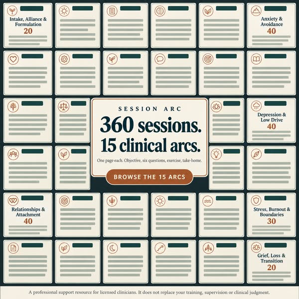 Session Arc — 360 Ready-to-Run Therapy Sessions (15 Clinical Arcs)
