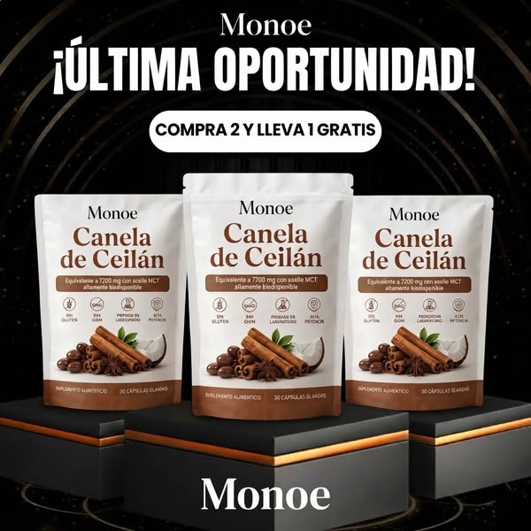 Canela de Ceilán 7200mg equivalente con aceite MCT