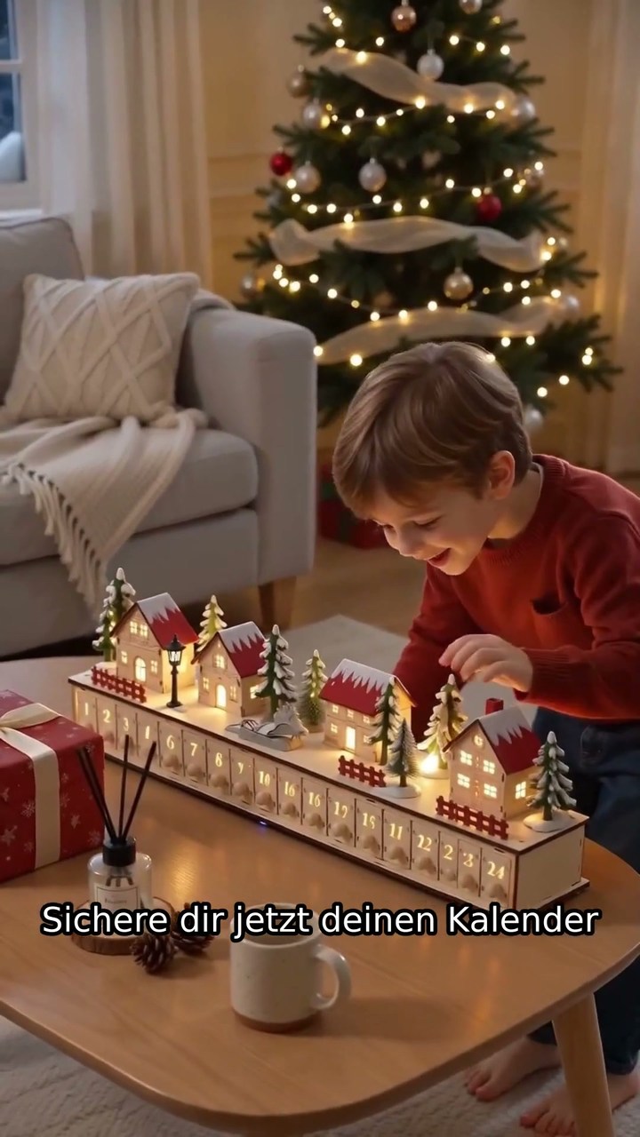 Adventskalender „Holzdorf“ mit LED-Beleuchtung