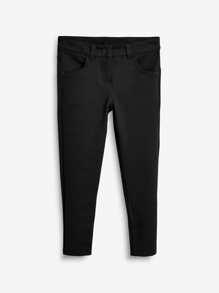 Black Regular Length Jersey Stretch Skinny School Trousers (3-18yrs)