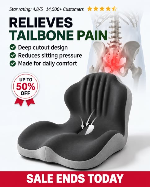 Orthopedic Seat Cushion for Back & Tailbone Support