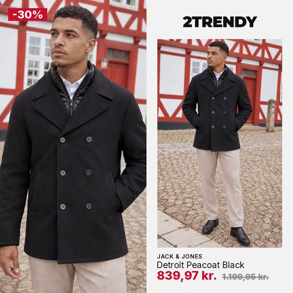 Jack & Jones Detroit Peacoat Black