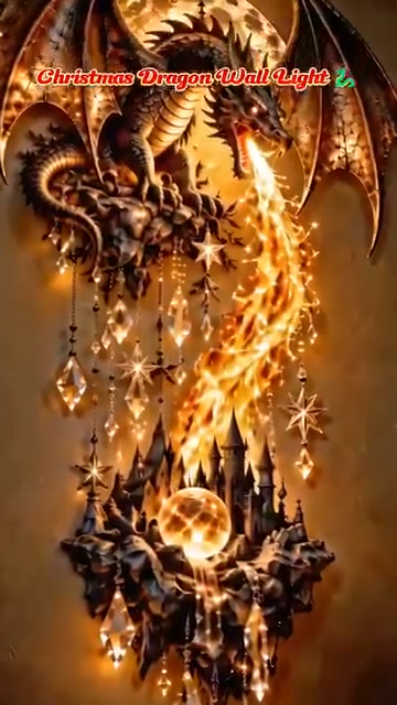 Dragonfire Moonlight-Wandleuchte | Magische Fantasy-Burg-Deko
