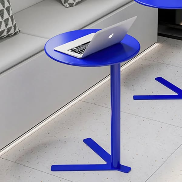 Scandinavian V-Base Iron End Table for Living Room - Klein Blue