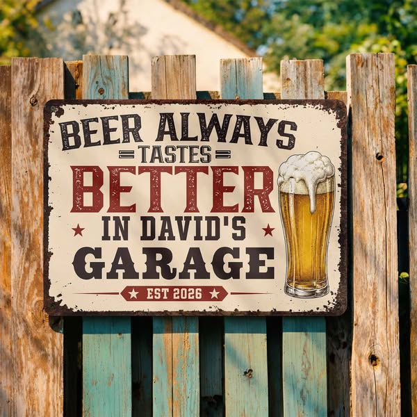 Custom "Beer Tastes Better" Garage Metal Sign