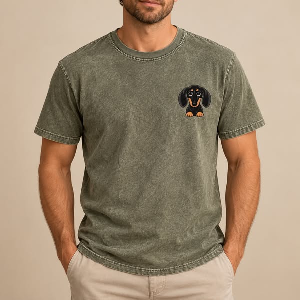 Retro Dachshund Left Chest Vintage T-shirt