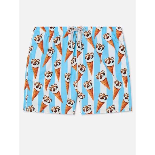 Gustavia Cornetto print and light blue striped swim shorts | Special Edition