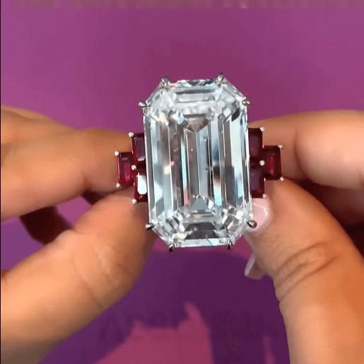 25.35ct Emerald Cut White Sapphire Engagement Ring