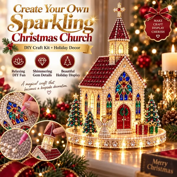 Sparkling Christmas Church DIY Gem Art Kit
