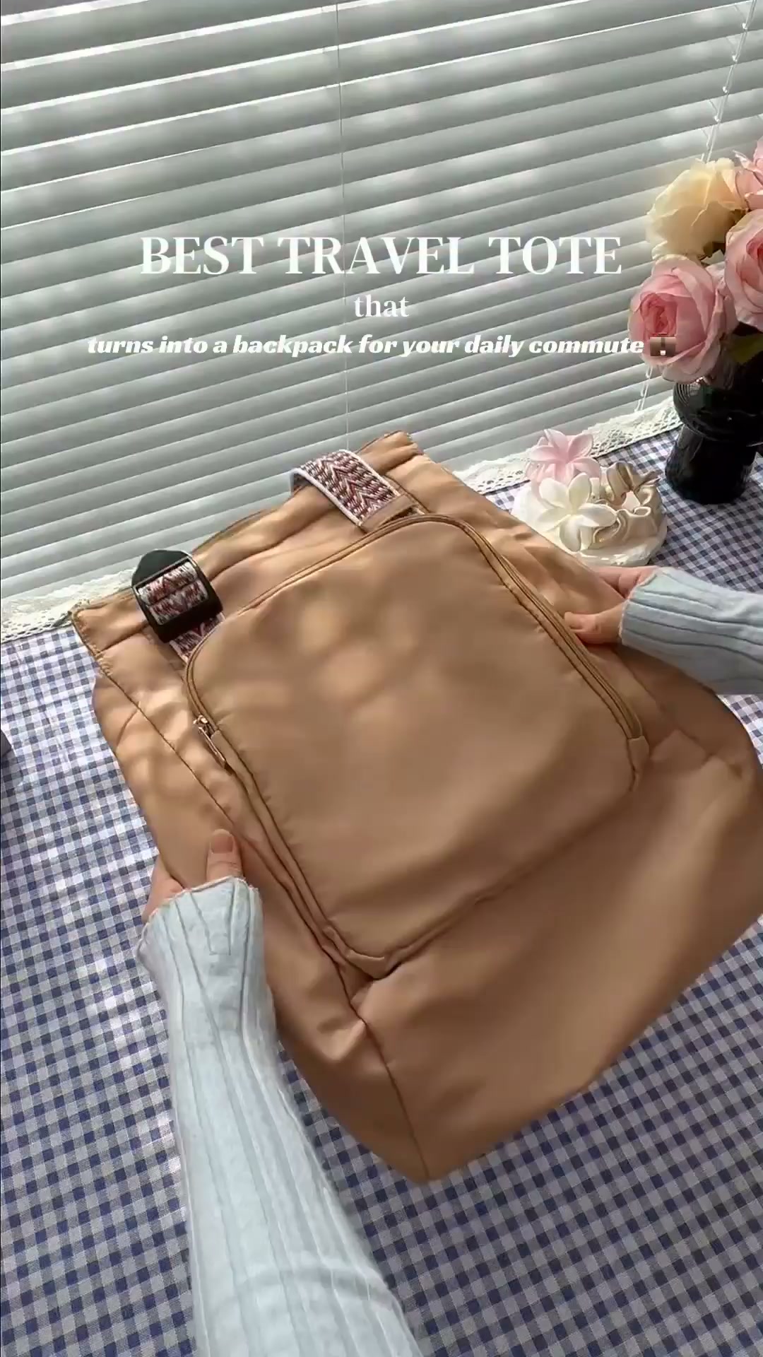 Convertible 15-Pocket Travel Tote Backpack
