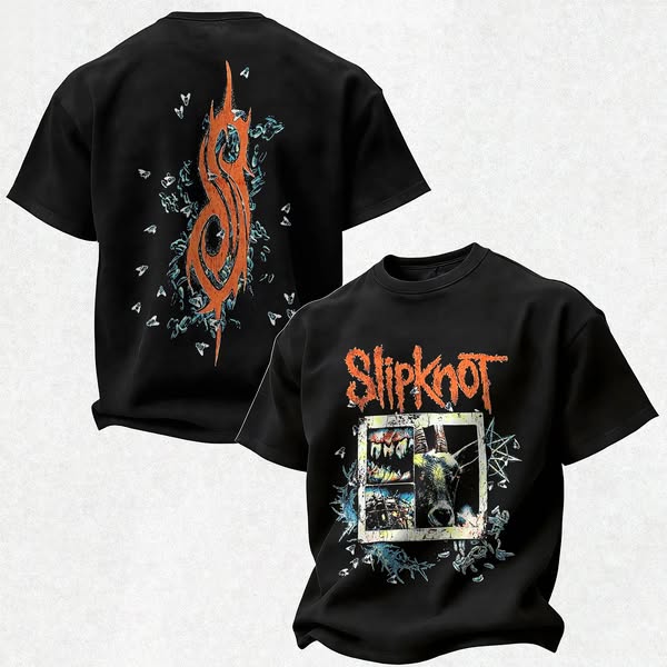 Slipknot Flame Symbol Goat Dark Metal Graphic Printed Men's T-shirt Black-XLYour Everyday Graphic Tee