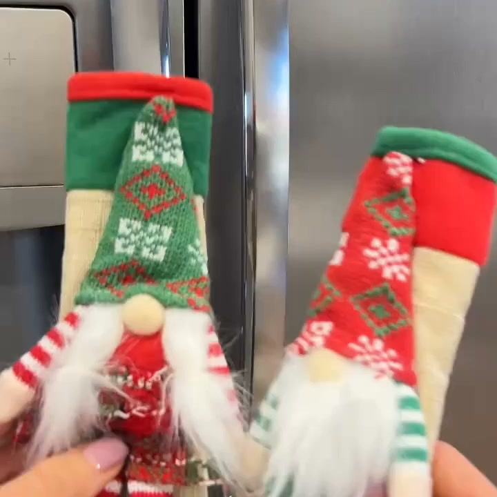 2pcs Christmas Gnome Refrigerator Door Handle Covers Appliance Handle