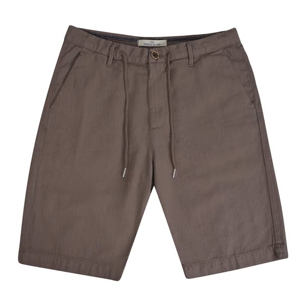 Βερμούδα Ριγέ Καφέ in Cotton Modern Fit